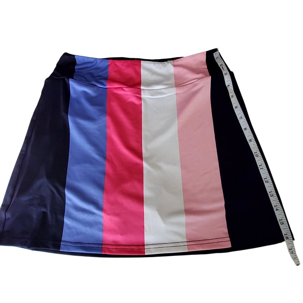 Golftini Golf Skort With Colorful Stripe Pattern Pink Label Size L Connection- - Picture 4 of 12